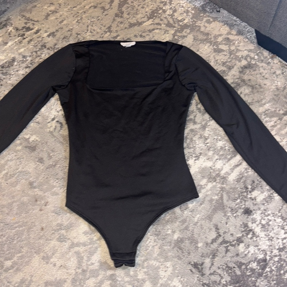 Black Long Sleeve Bodysuit with Classic Design